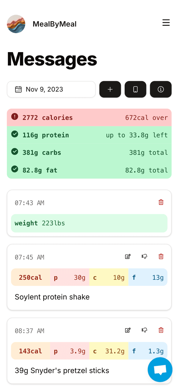 Text what you eat and weigh