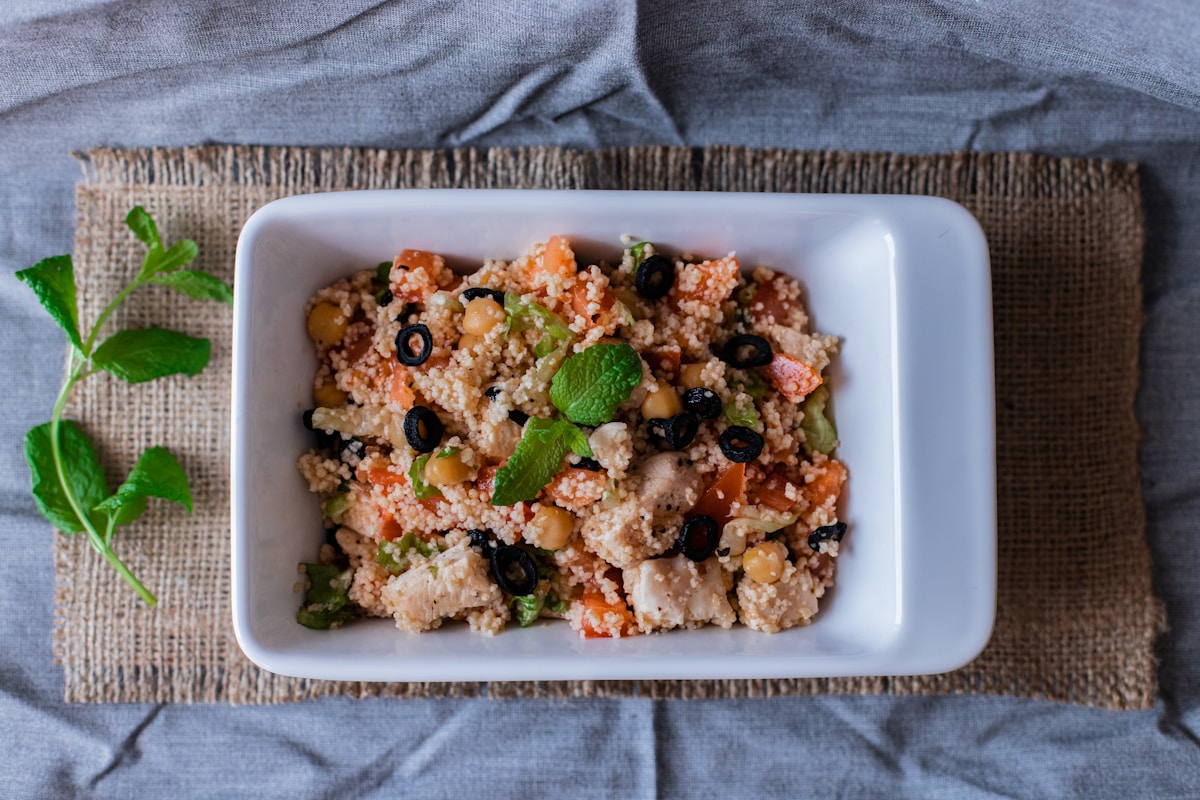 cooked food on white rectangular container